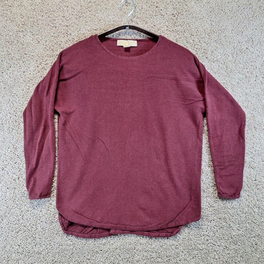 Michael Kors‎ Sweater Womens M Burgundy Long Sleeve Crew Neck Knit Pullover Cute